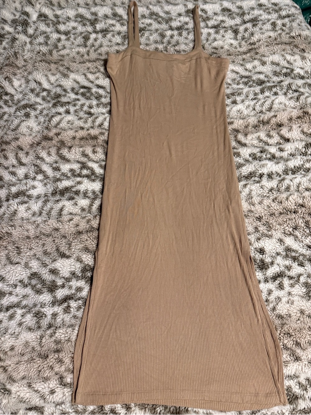 Forever 21 Tan Ribbed Maxi Tank Dress